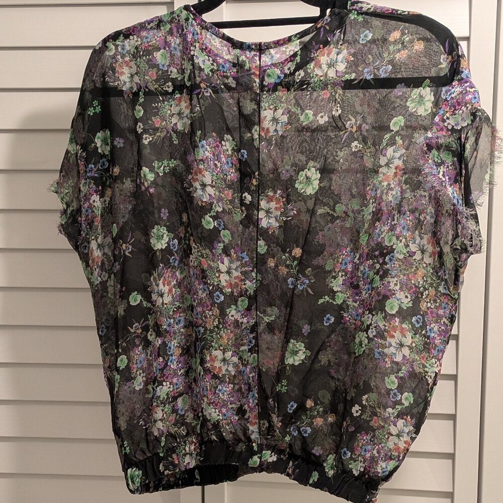 Black Sheer Zara Blouse with Floral Print - Picture 4 of 6